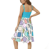 Sleeveless Square Neck Flare Hem Midi Dress