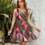 V-Neck Sleeveless Dress (NZ022)  Frocks