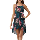 Women&#039;s High-Low Spaghetti Strap Dress Tailcoat skirt