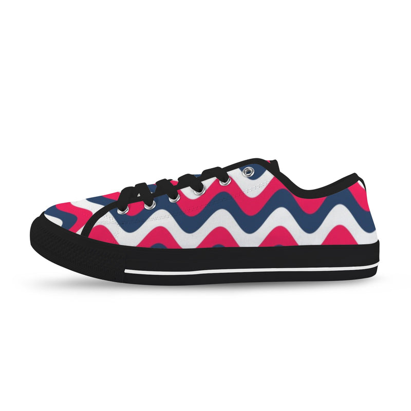 tricolor wavy red white blue print Seattle Low Top Women's Shoes (Model 1013-6)
