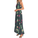 Ruffle Hem Halter Neck Maxi Dress