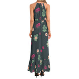 Ruffle Hem Halter Neck Maxi Dress