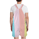 striped print colorful 2A Unisex Shorts Suspender Jumpsuit (Model L78)