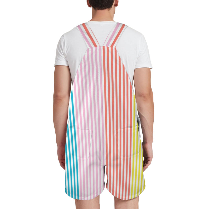 striped print colorful 2A Unisex Shorts Suspender Jumpsuit (Model L78)