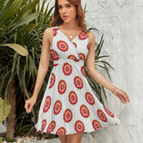 V-Neck Sleeveless Dress (NZ022) Grapefruit Frocks