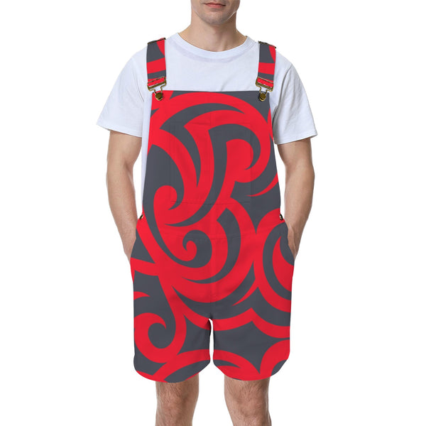 trible scroll print 2 Unisex Shorts Suspender Jumpsuit (Model L78)