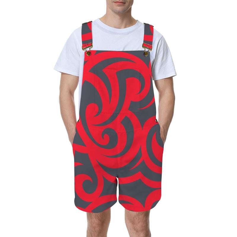 trible scroll print 2 Unisex Shorts Suspender Jumpsuit (Model L78)