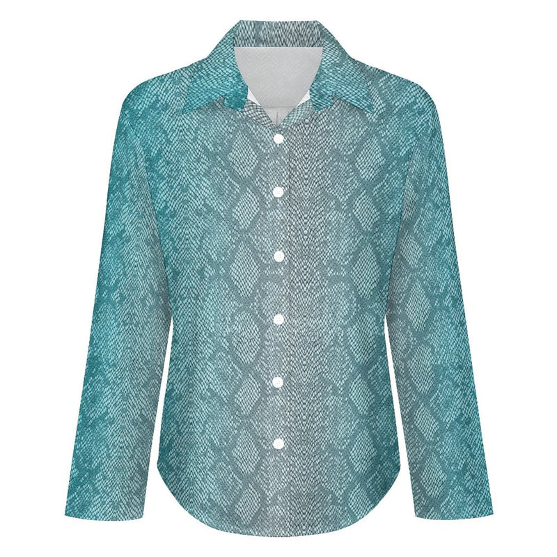 Long Sleeve Blouse (B648) Cropped hem shirt