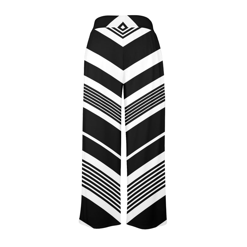 v bias print bw Women's Wide Leg Lounge Pants (Model L77)