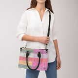 bi colored scheme greek key print PU Leather Handbag-Small (Model 1747)