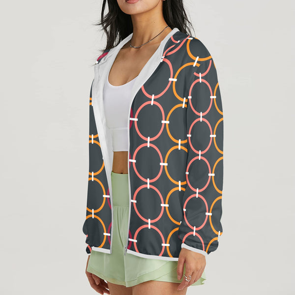 colored rings print 6BC Women's Lightweight Sun Protection Hoodie (Model H62)
