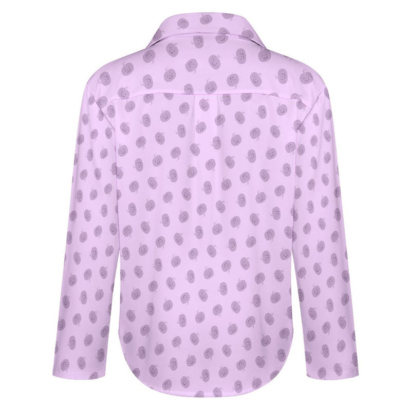 Long Sleeve Blouse (B648) Cropped hem shirt