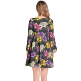 Lantern Sleeve Deep V-Neck Short Dress