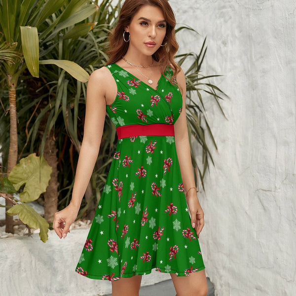 V-Neck Sleeveless Dress (NZ022)  Frocks