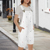 fuchsia rose emerald green greek key print 4 Unisex Shorts Suspender Jumpsuit (Model L78)