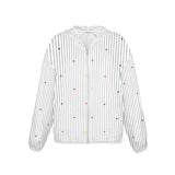 heart accent stripe accent print Women's Lightweight Sun Protection Hoodie (Model H62)