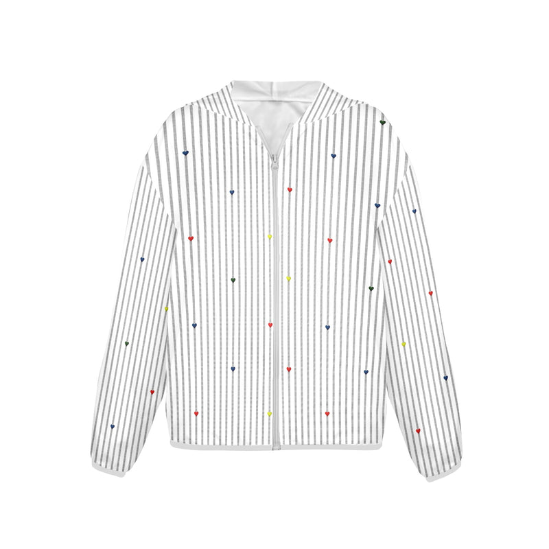 heart accent stripe accent print Women's Lightweight Sun Protection Hoodie (Model H62)