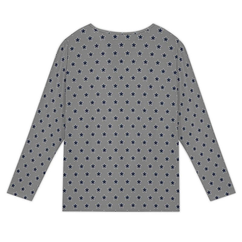 Women&#039;s Asymmetrical Neck Button-Up Shirt Long sleeved T-shirt