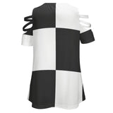 Women&#039;s Off Shoulder Zip V-Neck Tunic BE zip off shoulder top