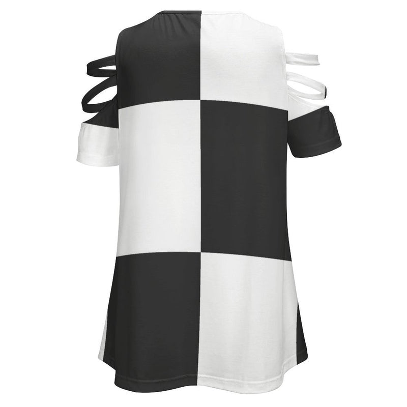 Women&#039;s Off Shoulder Zip V-Neck Tunic BE zip off shoulder top