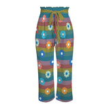 striped print 2B Strappy Elastic Waist Wide Leg Pants with Pockets