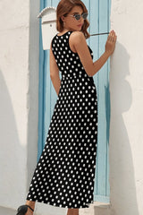 Polka Dot Sleeveless Long Dress