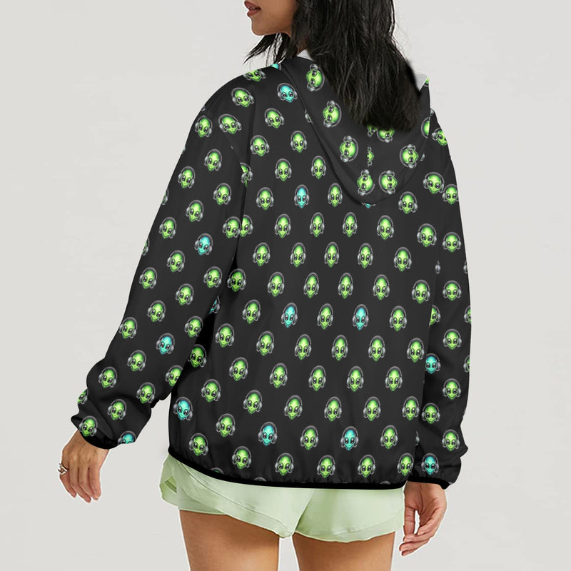 alien listener 2 Women's Lightweight Sun Protection Hoodie (Model H62)
