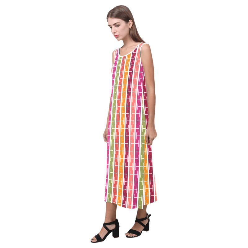 lifesaver colored print Phaedra Sleeveless Open Fork Long Dress (Model D08)