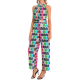 Halter Neck Buckle Belted Jumpsuit