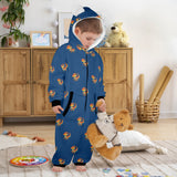 blue blue dinosaur print 10 One-Piece Zip up Hooded Pajamas for Little Kids