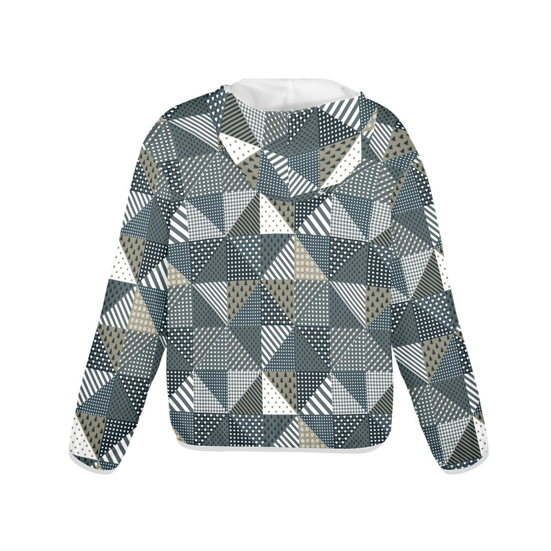 xmas split tone patchwork print Women's Lightweight Sun Protection Hoodie (Model H62)