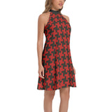 Tie Back Halter Neck Flared Dress