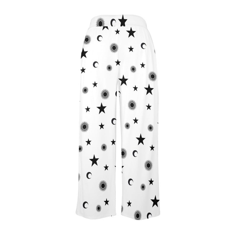 black 2 9k Women's Wide Leg Lounge Pants (Model L77)