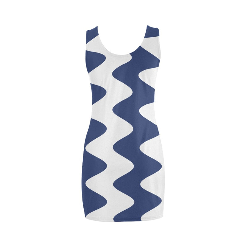 waves blue white print 2A Medea Vest Dress (Model D06)