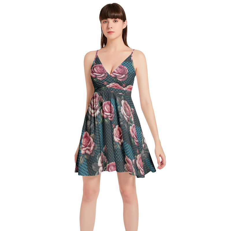 Spaghetti Strap Sleeveless Falred Hem Short Dress