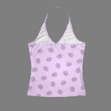 jack o lantern polka dot print Women's V-Neck Halter Top (Model T83)