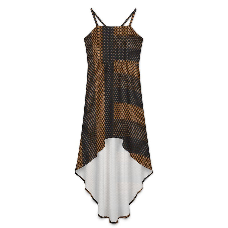 Women&#039;s High-Low Spaghetti Strap Dress Tailcoat skirt