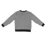 striped bw Women's Ribbed Cardigan (Model H73)