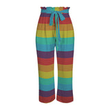 spectral print 2 Strappy Elastic Waist Wide Leg Pants with Pockets