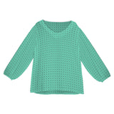 biscay polka dot Loose V-Neck Long Puff Sleeve Top