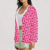 fuchsia pink print 2A Women's Lightweight Sun Protection Hoodie (Model H62)