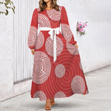 Shephard's Race Round Neck Long Sleeve Belted Maxi Dress