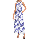Halter Neck Buckle Belted Jumpsuit