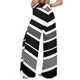 v bias print bw Women's Wide Leg Lounge Pants (Model L77)
