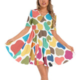 Short Sleeve Ruched Bust Flared Hem Dress