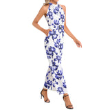 Halter Neck Buckle Belted Jumpsuit