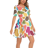 Short Sleeve Ruched Bust Flared Hem Dress
