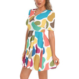 Short Sleeve Ruched Bust Flared Hem Dress