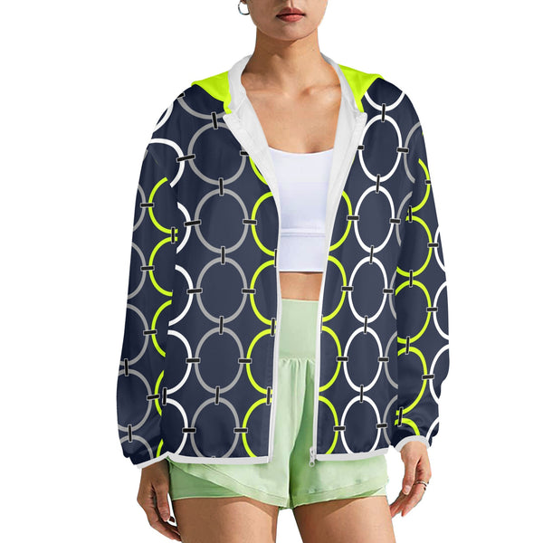 neon green solid 10B Women's Lightweight Sun Protection Hoodie (Model H62)
