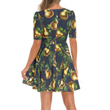 Short Sleeve Ruched Bust Flared Hem Dress